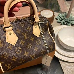 Louis Vuitton Speedy 20 Satchel in Brown Monogram with Natural Leather Trim